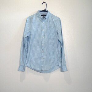 Tommy Hilfiger Light Blue Patterned Button-Down Shirt – Young Men’s XS
